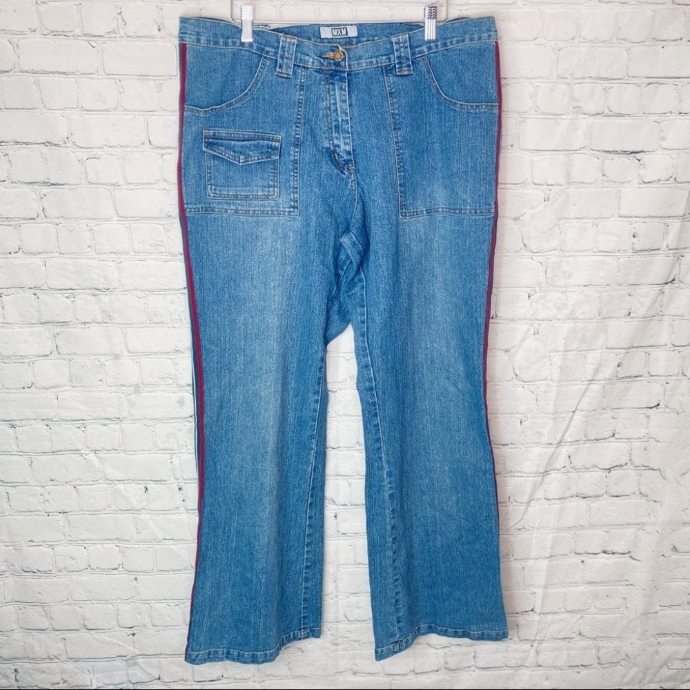 Vintage MXM wide leg jeans with stripe down leg